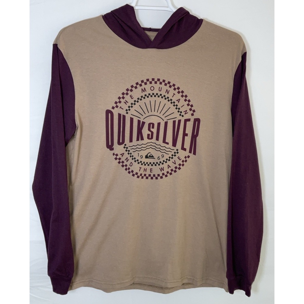 NWOT Quiksilver The Mountain & The Wave Lightweight Hoodie Tan Burgundy Large
